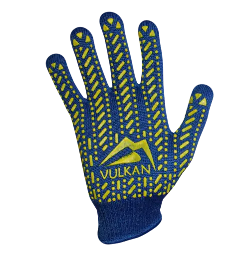 Фото №2 - Рукавички трикотажні сині з ПВХ крапкою ТМ Vulkan Lux (полегшені), р.10