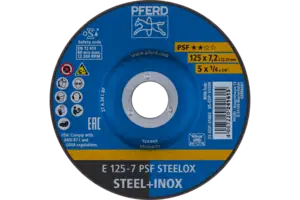 Круг зачисний 125*7,2*22 PSF STEELOX нерж., сталь