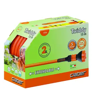 Шланг поливальний пружинний 1/2" 15м CLABER TWIDDY з розпилювачем \Made in Italy\