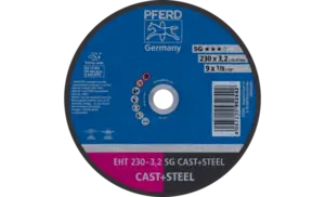 Круг відрізний 230*3,2*22 SG CAST+STEEL чавун/сталь