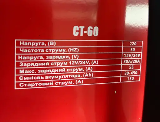 Фото №4 - Пускозарядний пристрій CT-60 12/24В 30-450Ah, пуск.струм-150A